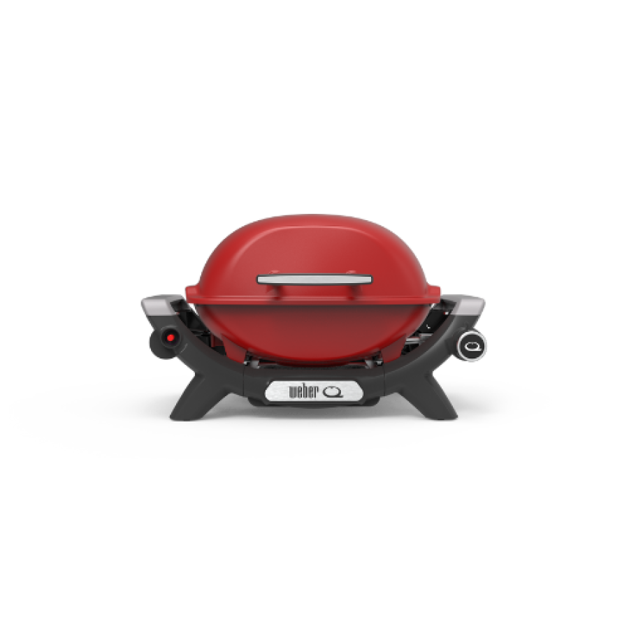 Small weber Baby Q Barbecue with flame red lid