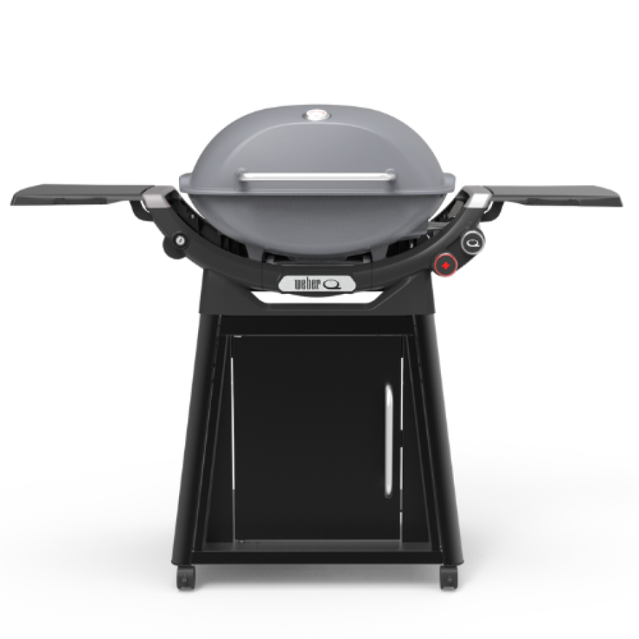 Large Weber Q, premium model with high sear burner. charcoal grey lid and temperature gauge